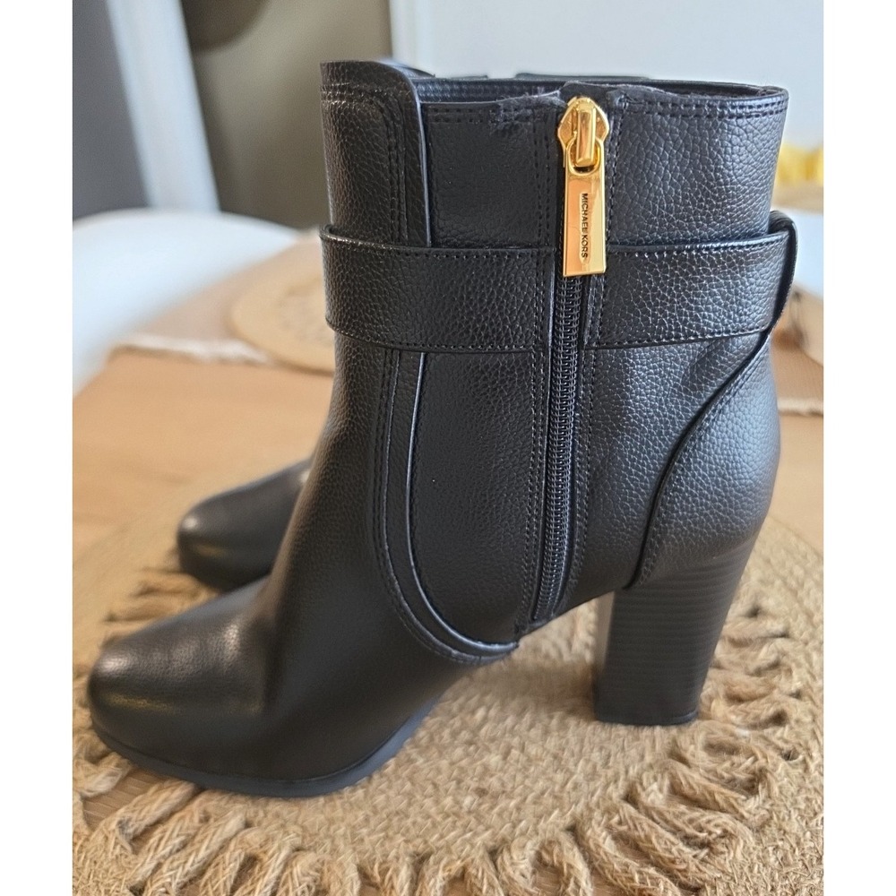 MICHAEL Michael Kors Jilly Black Faux Pebbled Leather Ankle Boots US 9M - Picture 7 of 11
